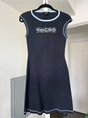 Vintage Y2K Guess Jeans Cotton Mini Dress Navy Size Medium